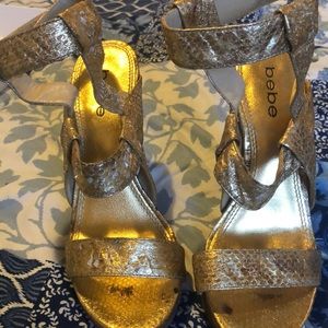 Bebe Gold Velcro Heels